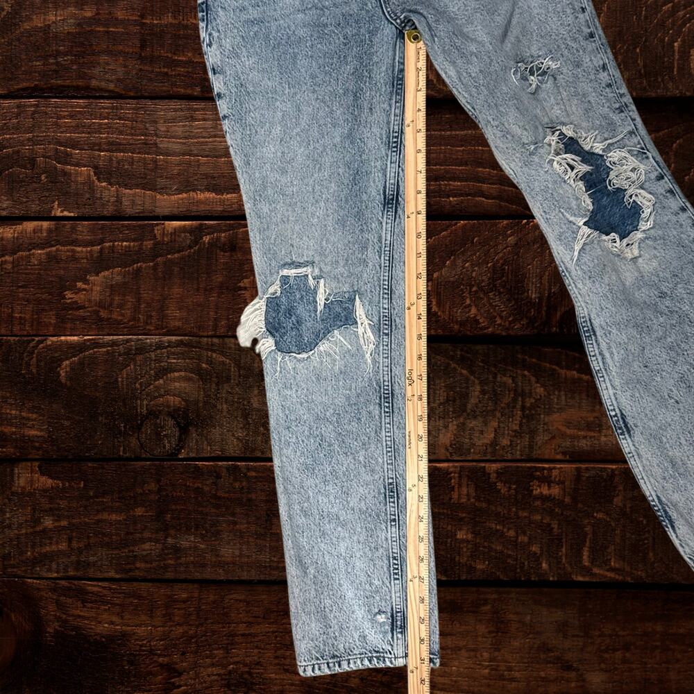 Free People My Own Lane High Rise Distressed Straight Leg Acid Wash Jeans 28 - Picture 13 of 14